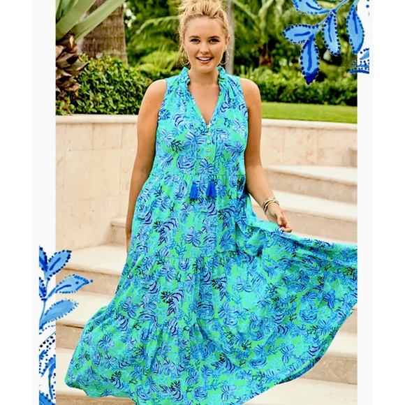 Lilly Pulitzer NWT 🦄 Malone Maxi Keepin It Reel 🦄 Size XXS - Picture 8 of 16